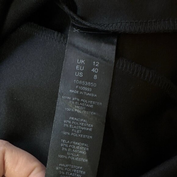 ASOS Design Swiss Dot Puff Sleeve Bodycon Cocktail Dress Black Petite UK 12 US 8 - Picture 8 of 9